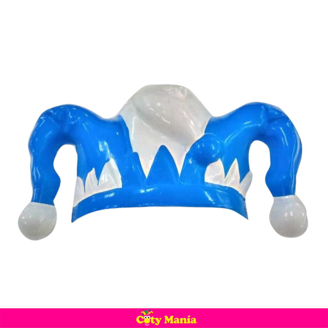 Gorro Casco Arlequin Celeste Y Blanco