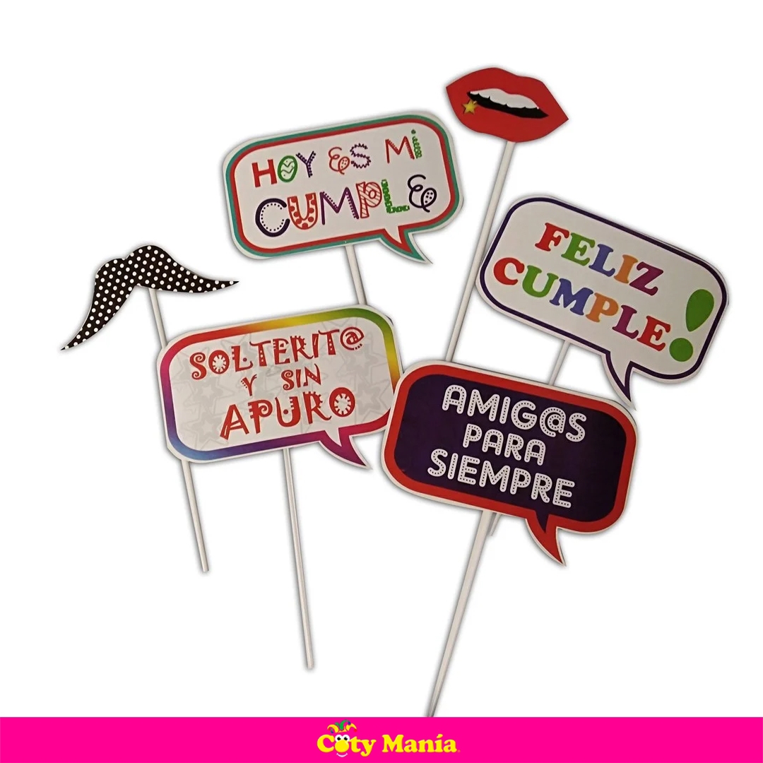 Props Photo Selfie Cumpleaños X 7 Un