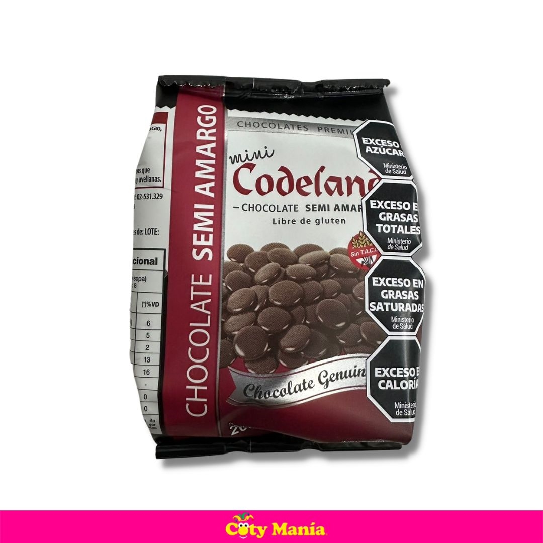 Chocolate Cobertura Codeland S/Amargo Mini Medallon 200Grs