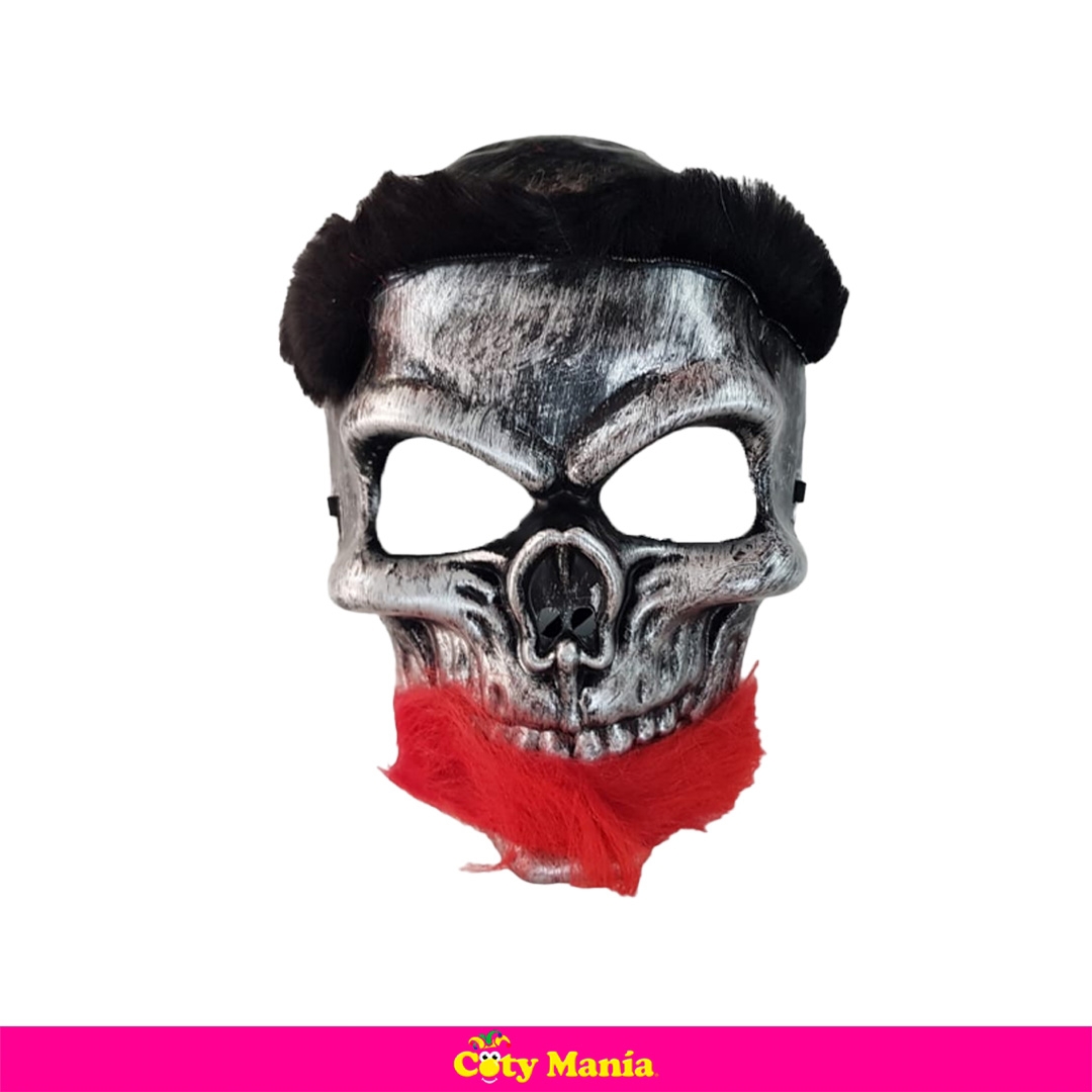 Careta Calavera con pelo y barba