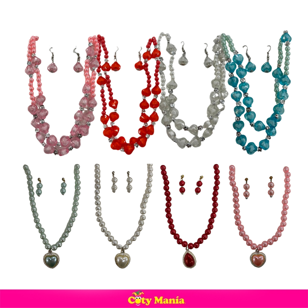 Set De Collar Y Aros De Dama Antigua - 4 Colores