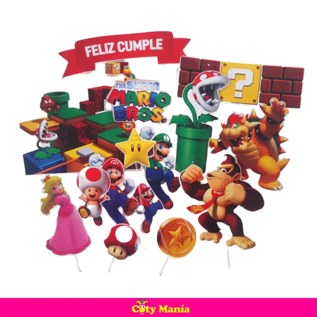Afiche Feliz Cumpleaños Mario Bros (1un) - Cotyshow