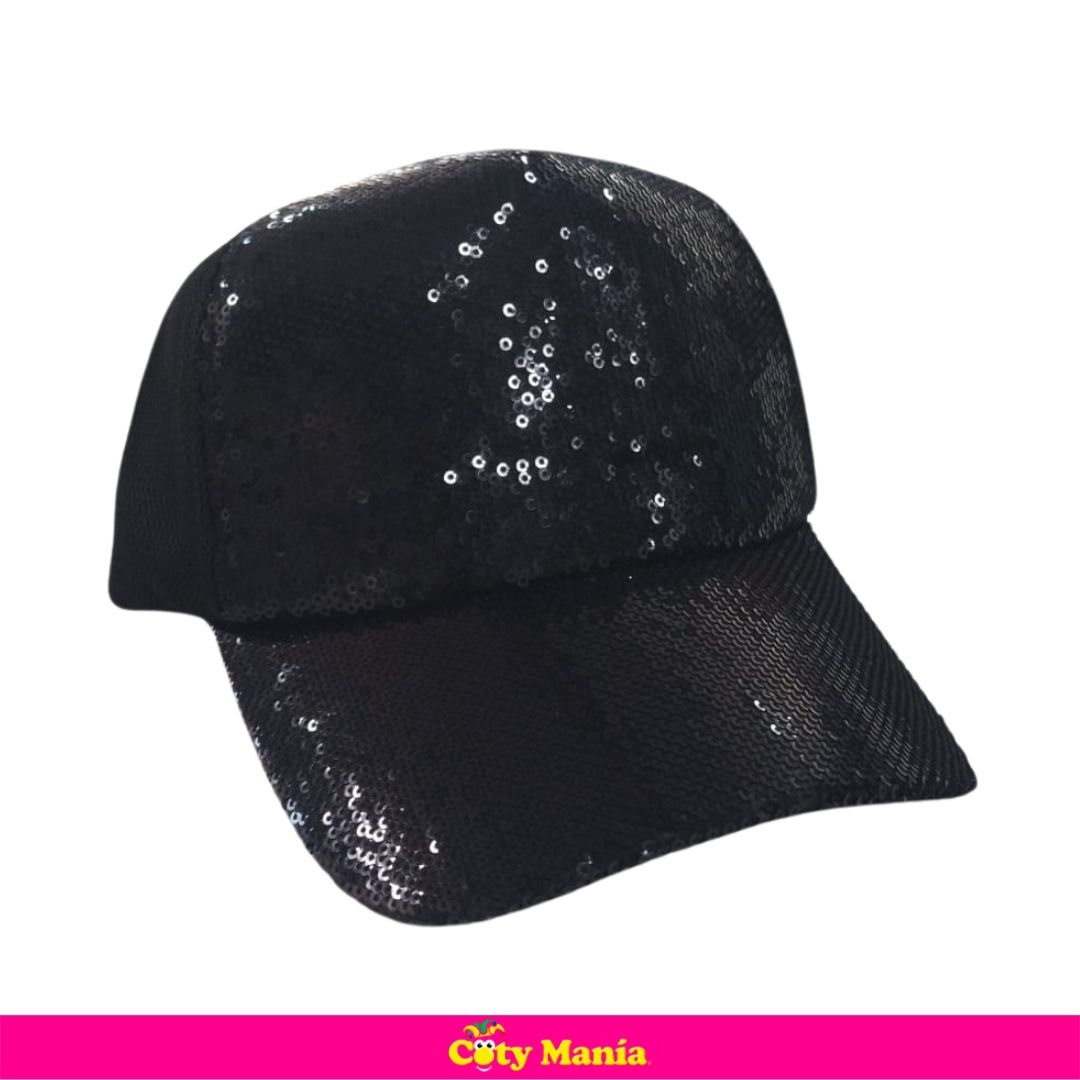 Gorra Visera Con Lentejuelas Negra x 1
