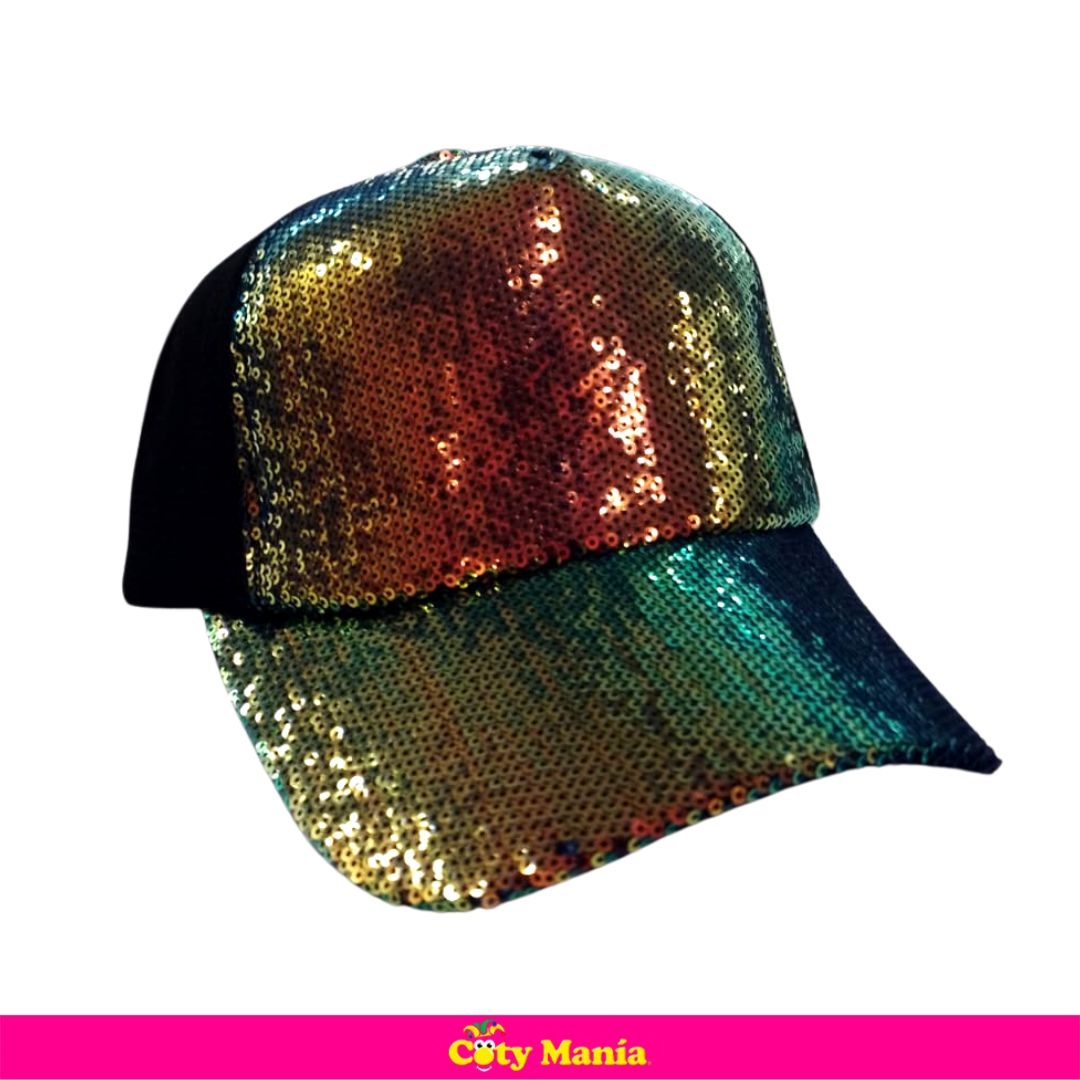 Gorra Visera Con Lentejuelas Oro