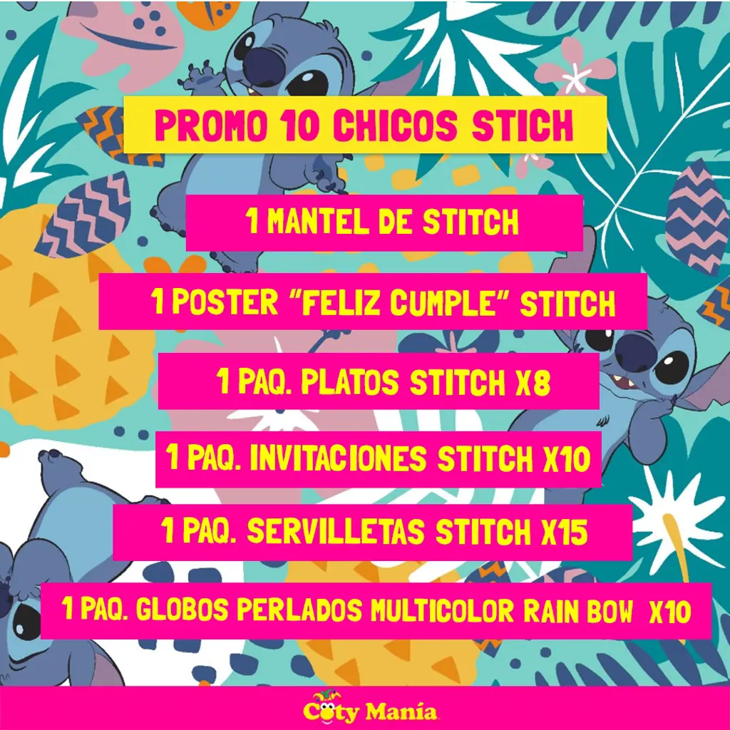 Coty Manía  Poster De Cumpleaños Felicidades - Stitch