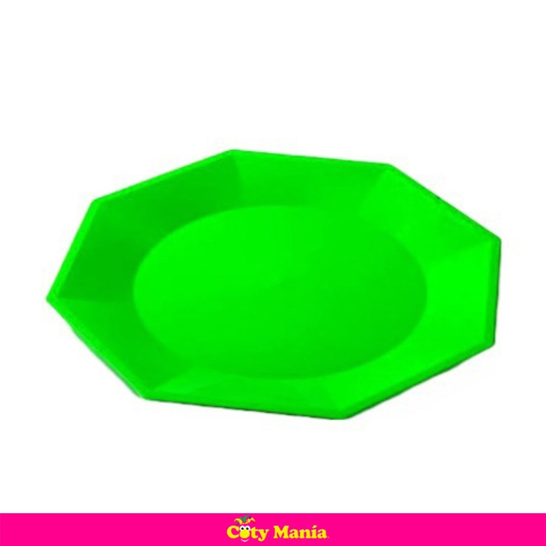 Plato Comida Octogonal Verde Manzana X 10