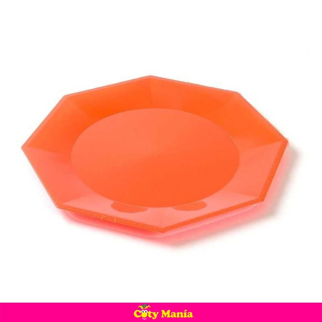 Plato Comida Octogonal Naranja 22cm x 10