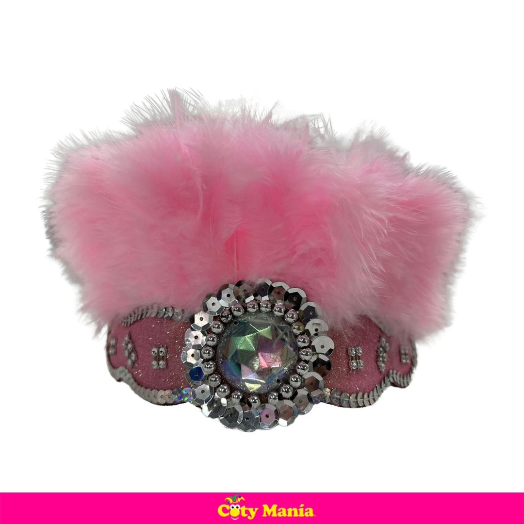 Vincha Corona Pluma Gema Rosa X 1