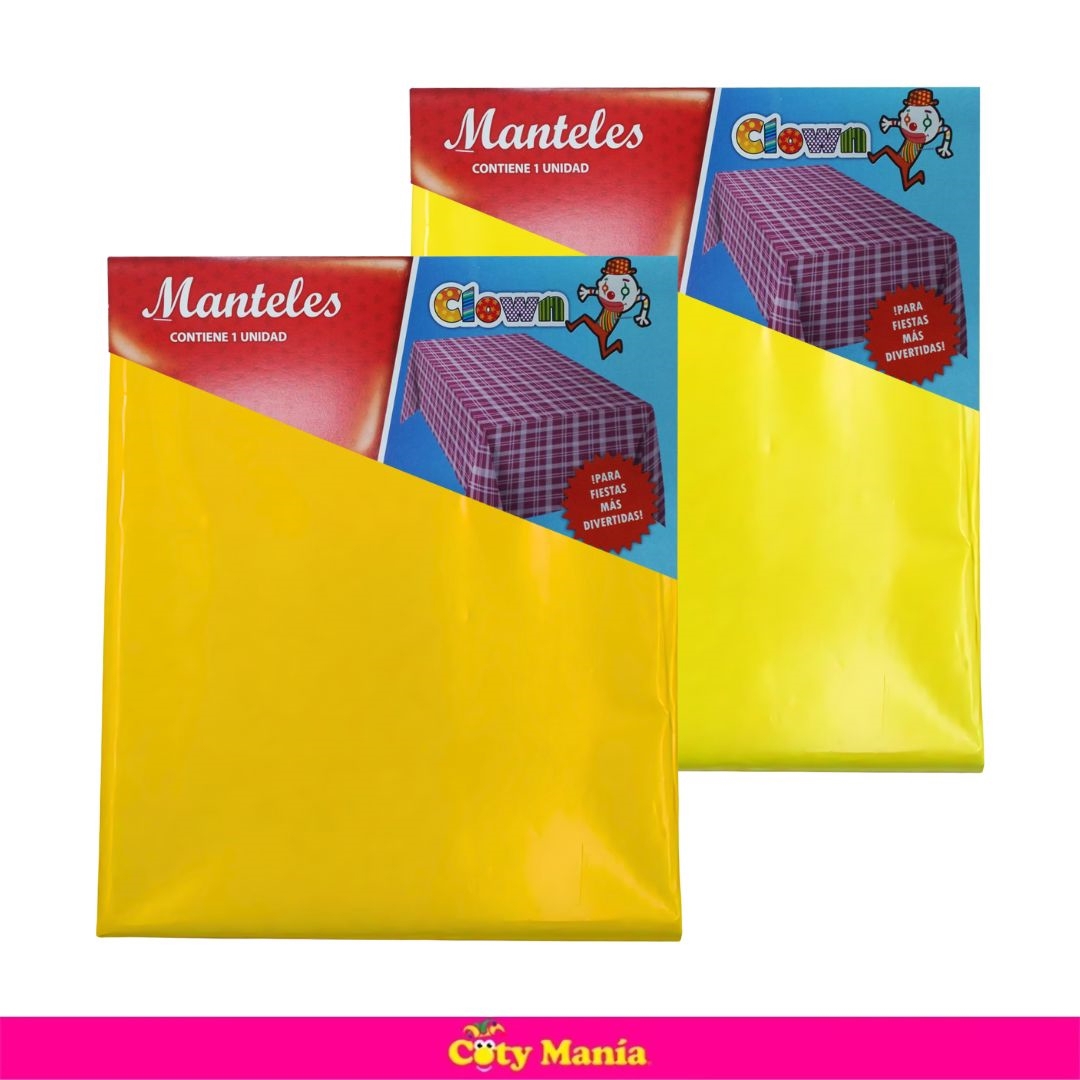 Mantel Rectangular Plástico 1.00x1.80m Clown Amarillo X 1