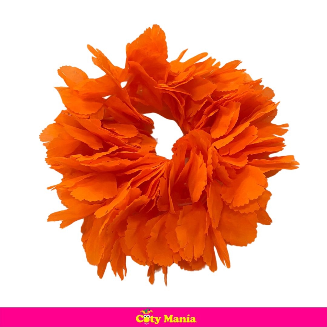 Vincha Flor Tela Elastica Clavel Naranja Fluo x 1