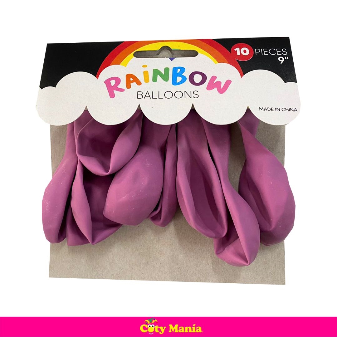 Globo Liso 9 Rainbow Retro Malva x 10