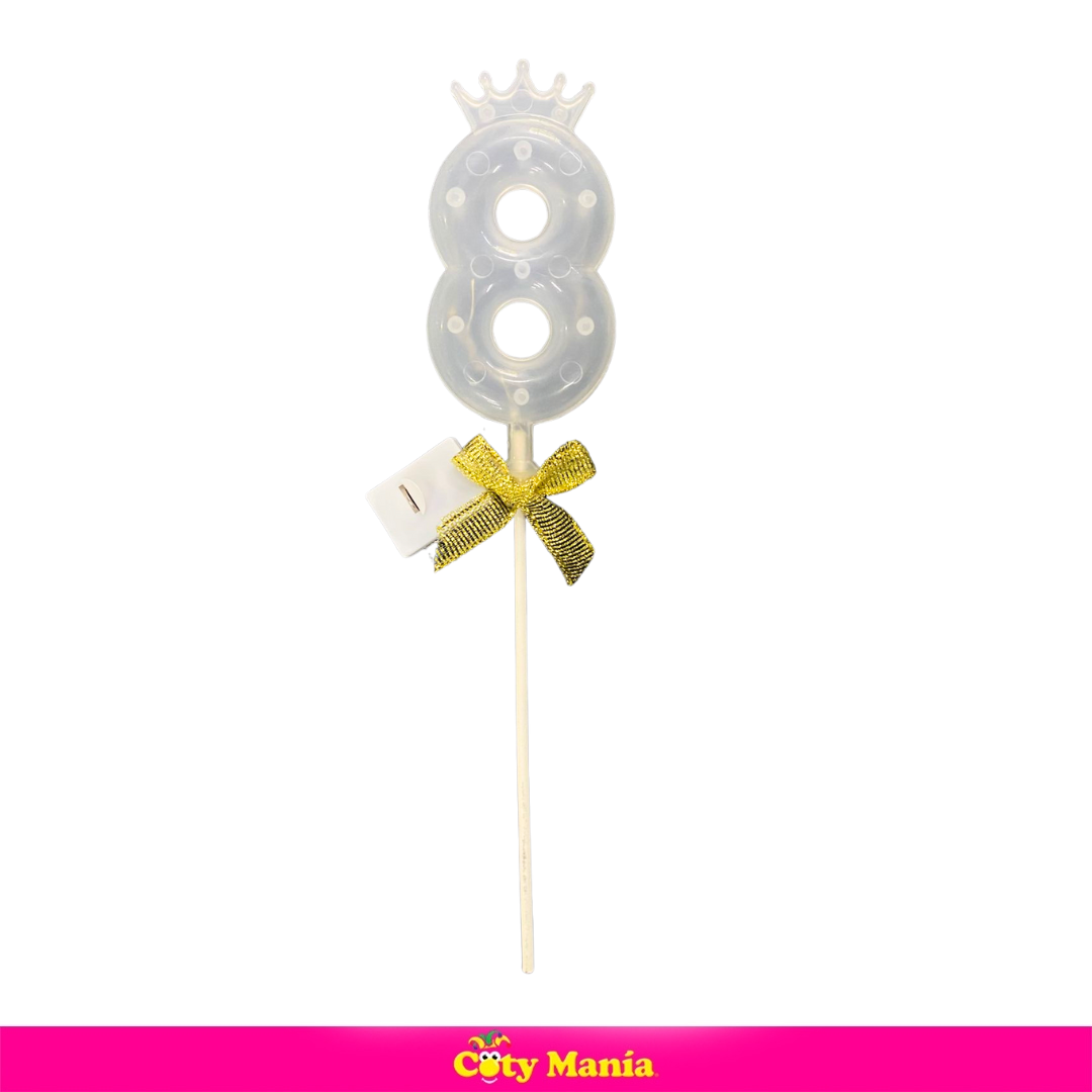 Vela Corona Luminosa Led Numero 8