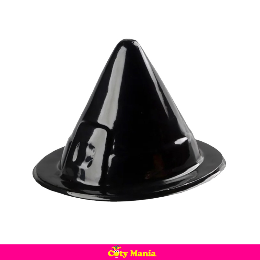 Gorro De Bruja Cono Plástico Negro
