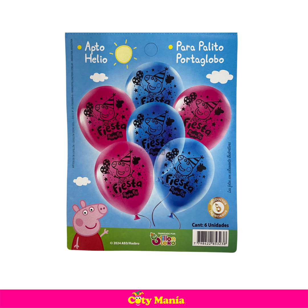 Globo Otero Impresion Total 12 Peppa Pig X 6 Un