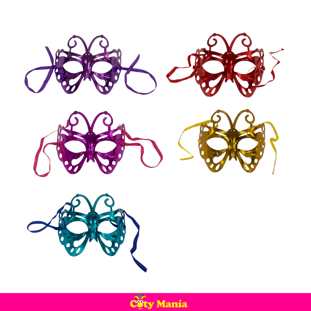Mascara Veneciana Metalizada Mariposa 5 Colores x 1
