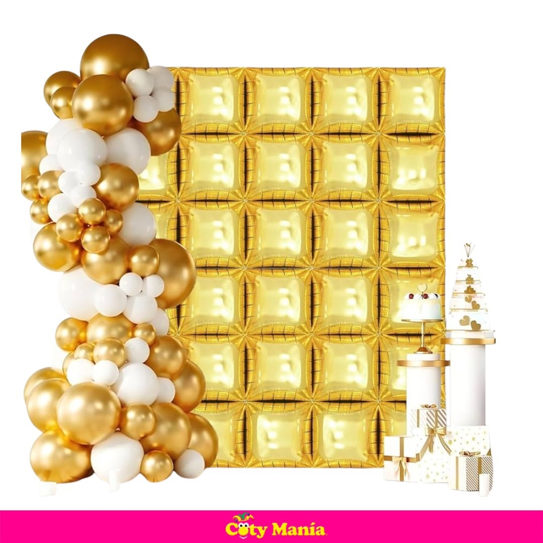 Pared De Globos Oro Plata Mylar Wall