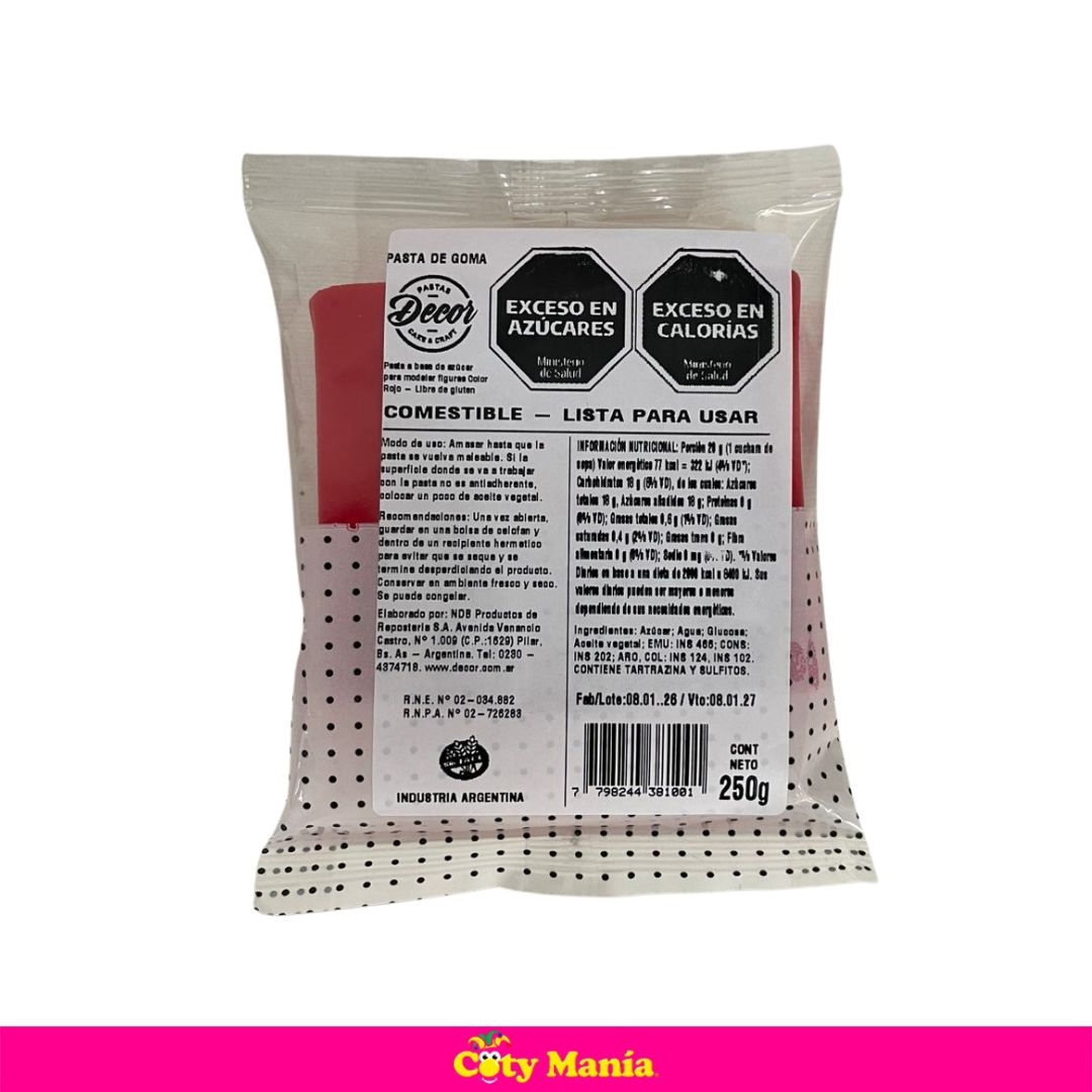 Pasta Goma Decor Roja X 250G