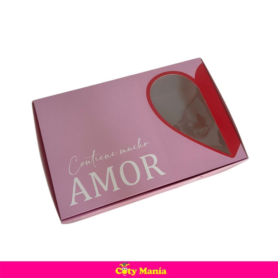 Caja Medio Corazon Con visor y Frase