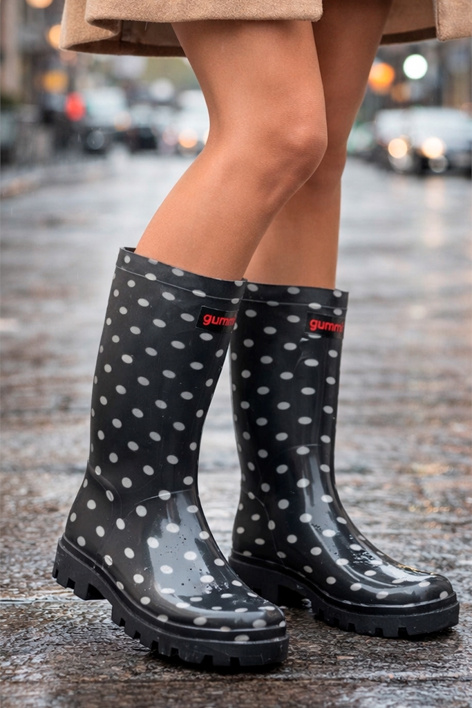 BOTAS WELLINGTON - NEGRO BLANCO